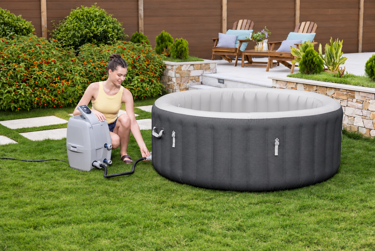SaluSpa Hot Springs Energy-Efficient AirJet 2-4 Person Inflatable Hot Tub