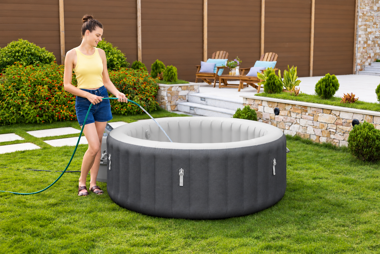 SaluSpa Hot Springs Energy-Efficient AirJet 2-4 Person Inflatable Hot Tub