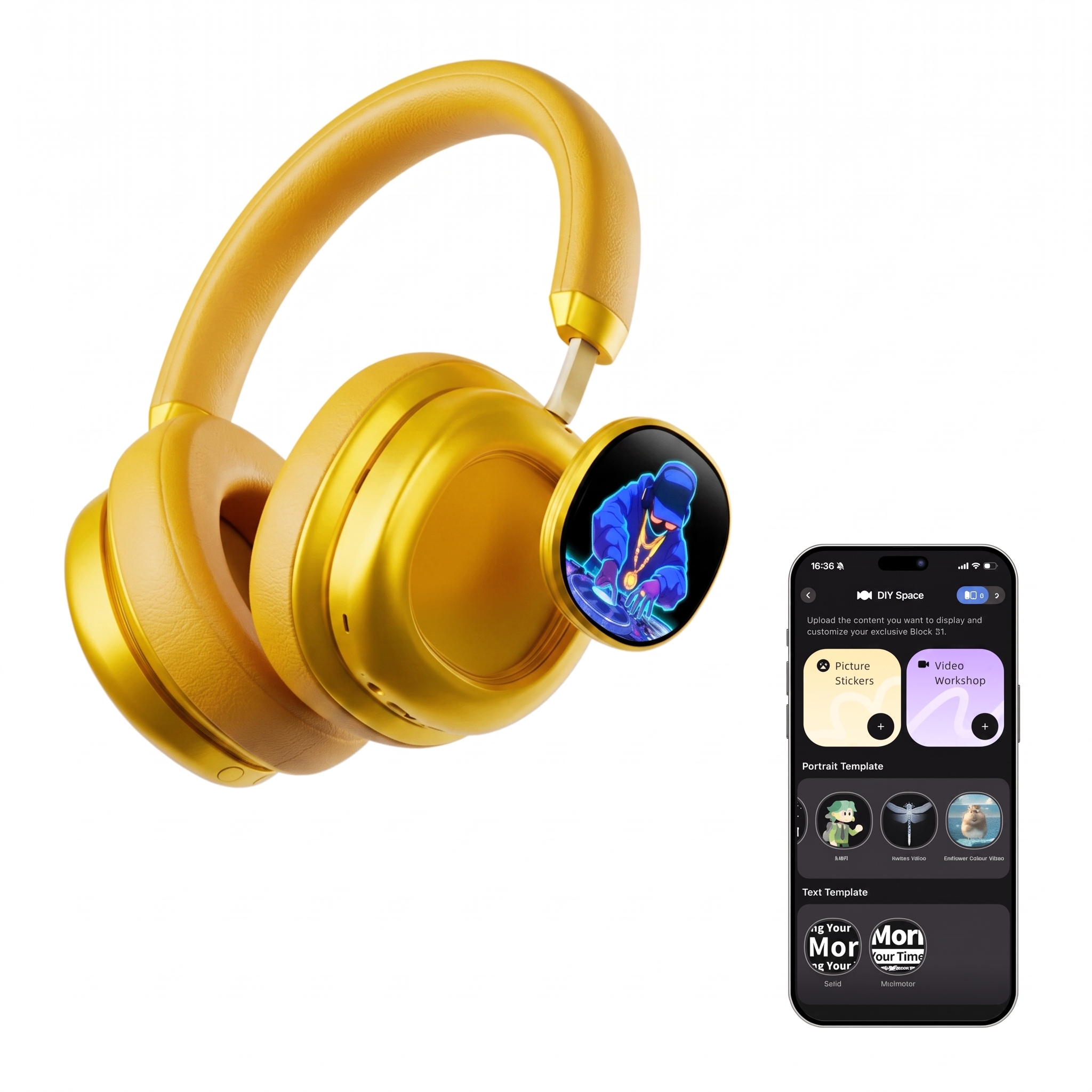 🔥Today's Special🔥VWS (VISUAL WEARABLE STEREO)Wireless Over Ear Headphones Noise Cancelling OLED Touchscreen