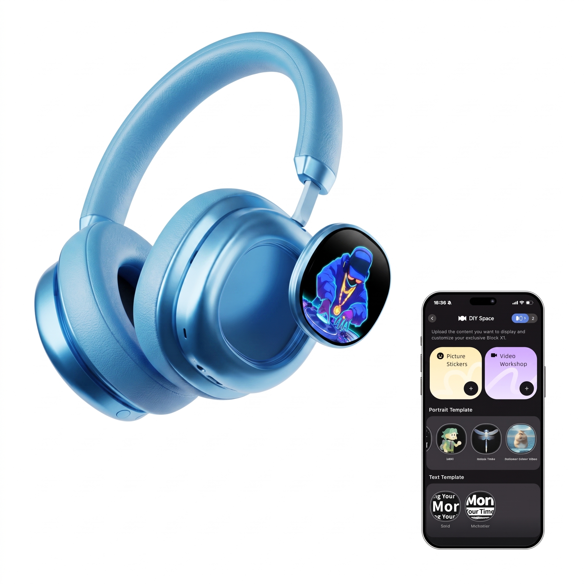 🔥Today's Special🔥VWS (VISUAL WEARABLE STEREO)Wireless Over Ear Headphones Noise Cancelling OLED Touchscreen