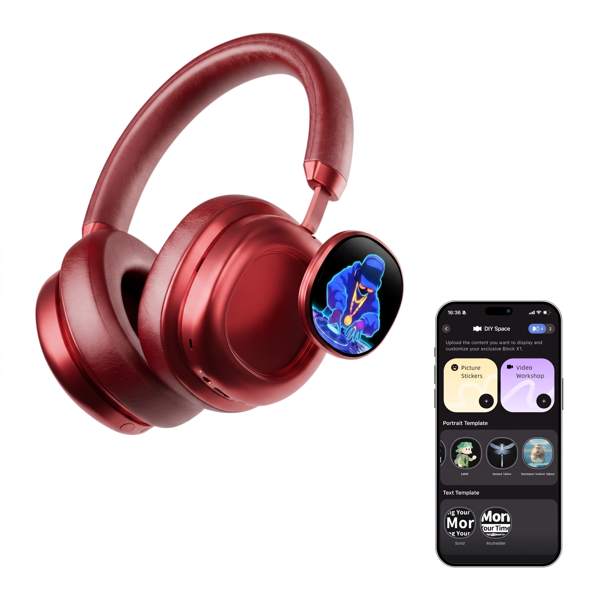 🔥Today's Special🔥VWS (VISUAL WEARABLE STEREO)Wireless Over Ear Headphones Noise Cancelling OLED Touchscreen