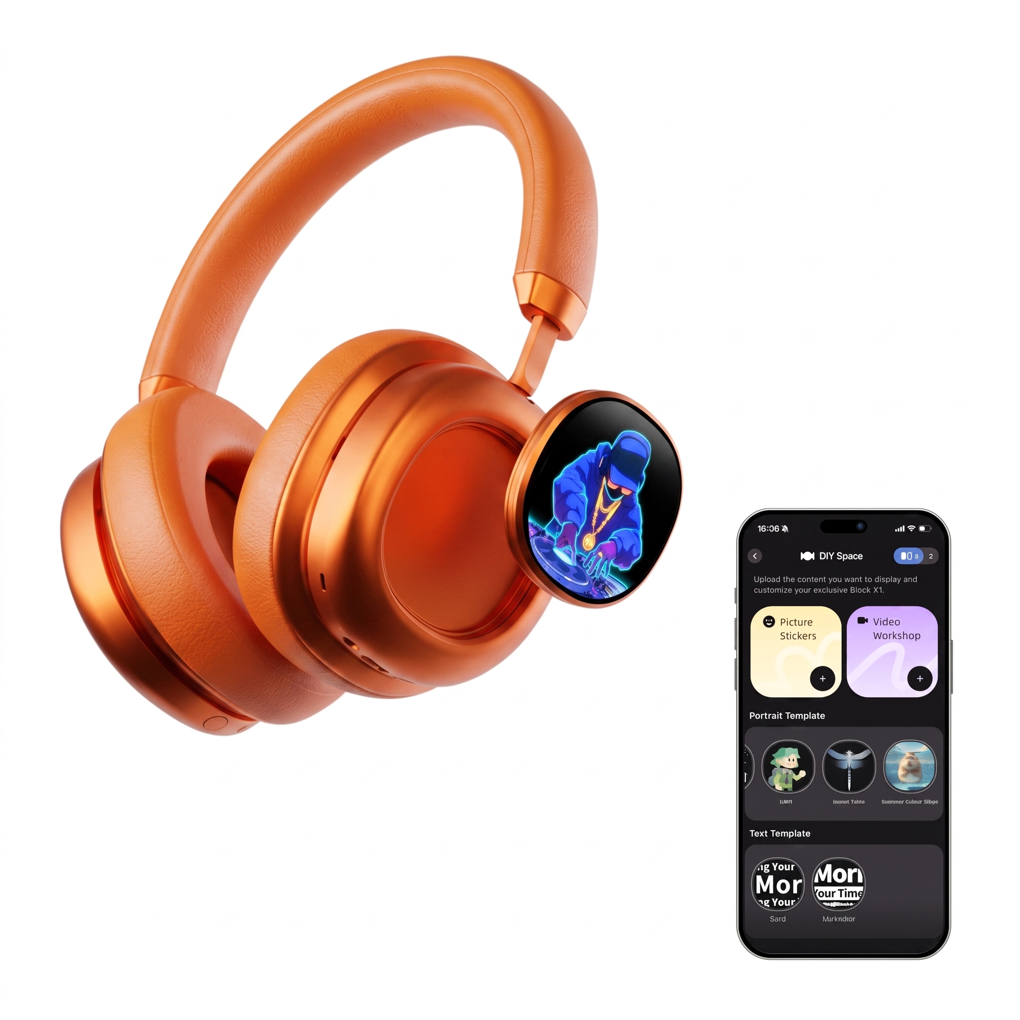🔥Today's Special🔥VWS (VISUAL WEARABLE STEREO)Wireless Over Ear Headphones Noise Cancelling OLED Touchscreen