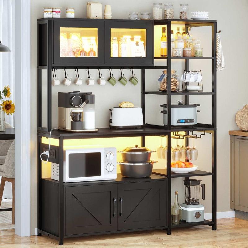 Sikaic 45.3 Inch Farmhouse Coffee Bar Cabinet with Outlet