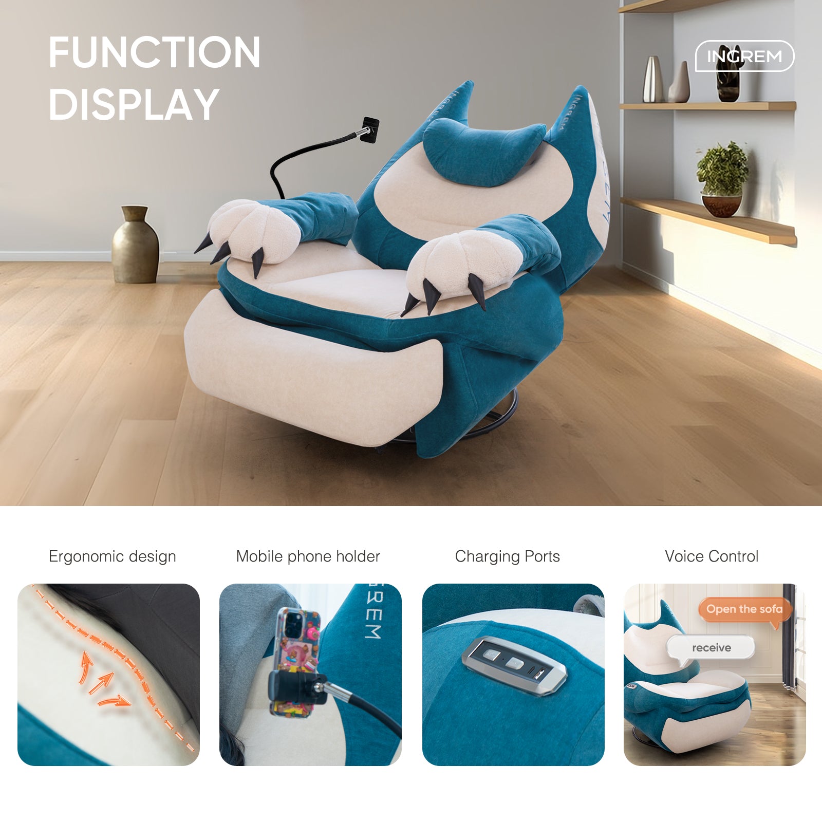 💥Last day 70% OFF💥Multifunctional Fat Cat Power Cartoon Ergonomic Recliner Gaming Chair