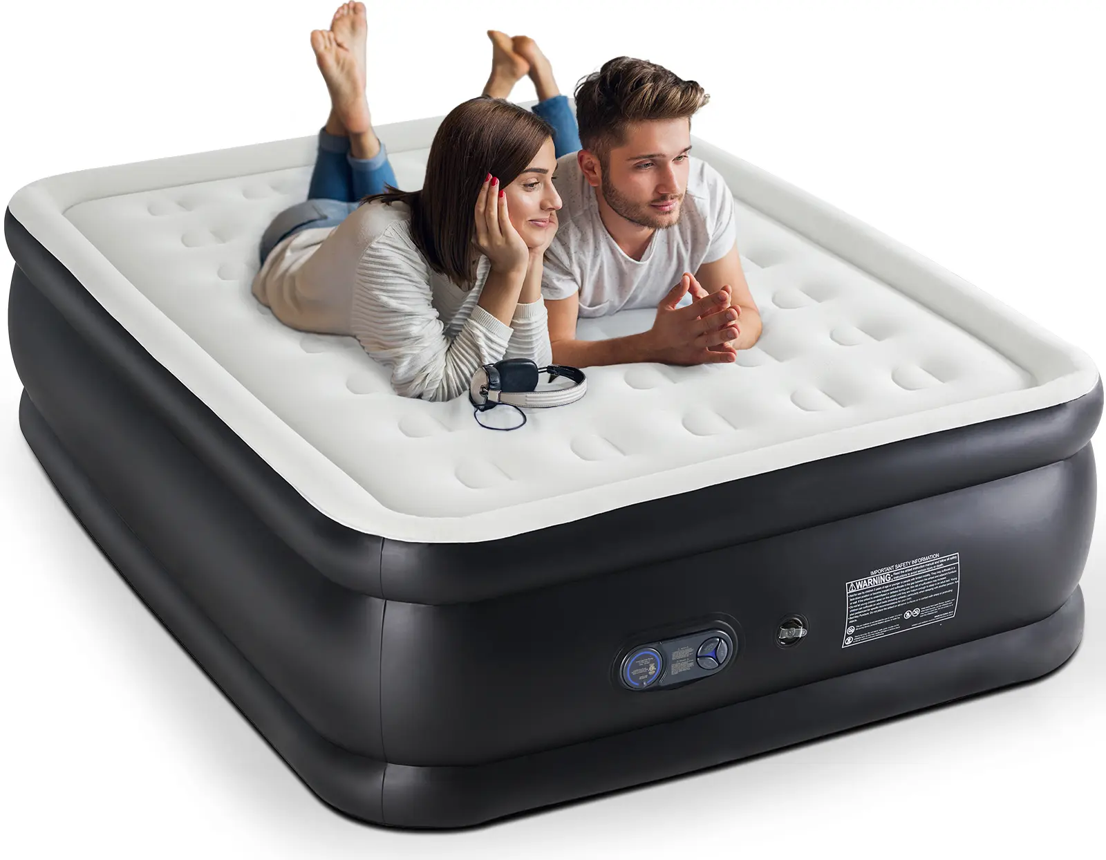 Sweetcrispy Inflatable Air Mattress with Built-in High-Capacity Pump, Double Height, Non-Slip Bottom, 660 lbs Weight Capacity, Portable for Camping, Home Use