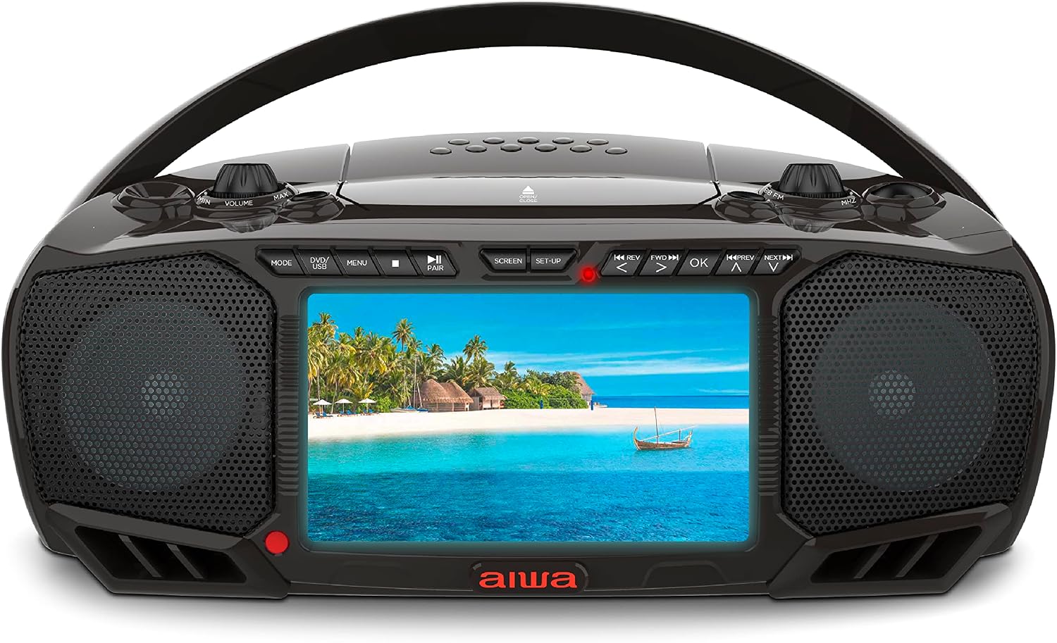 AIWA - Multifunctional Portable Boombox with 7-Inch LCD, Bluetooth & CD/DVD Player