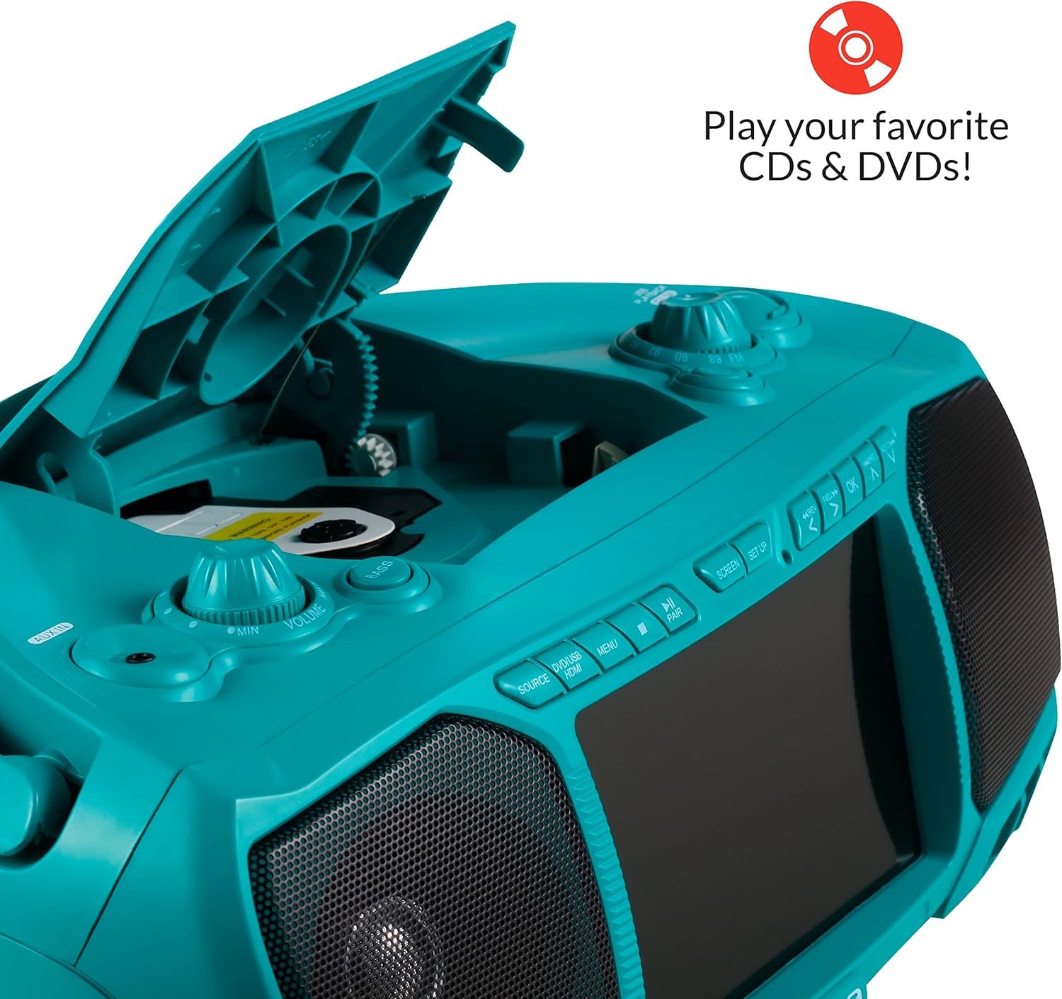 AIWA - Multifunctional Portable Boombox with 7-Inch LCD, Bluetooth & CD/DVD Player