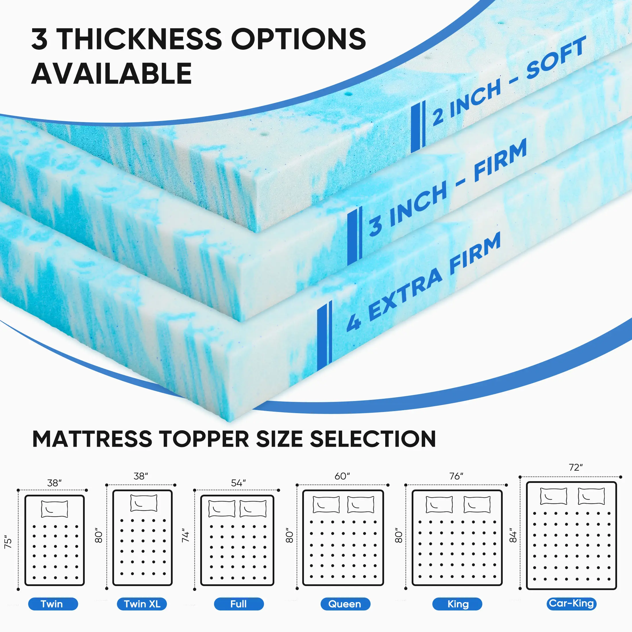 🔥Today's Special🔥Gel Memory Foam Mattress Topper, Full, Cooling