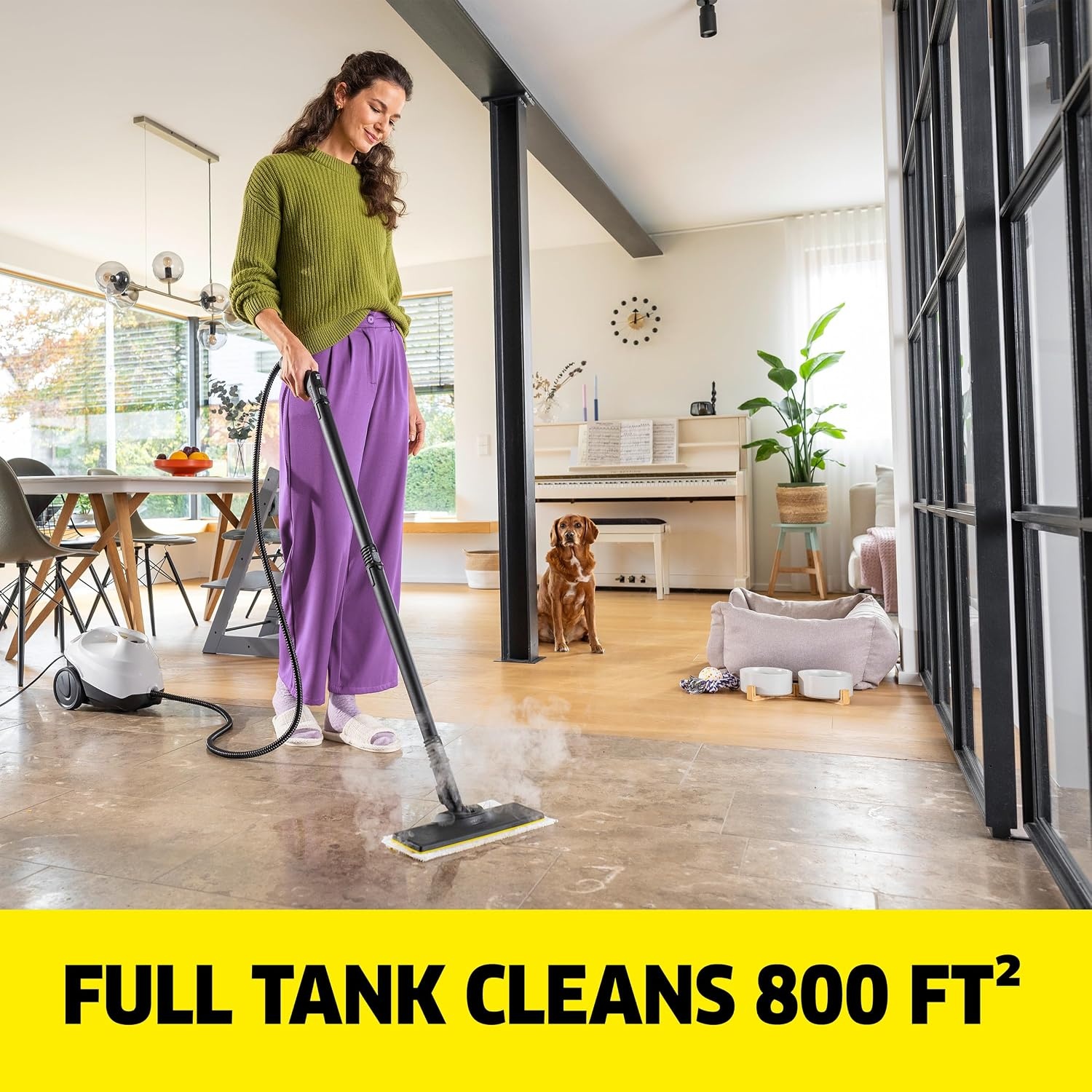 Steam cleaner, heats up in 40 seconds, no chemical cleaners required | Multi-functional powerful steam cleaner