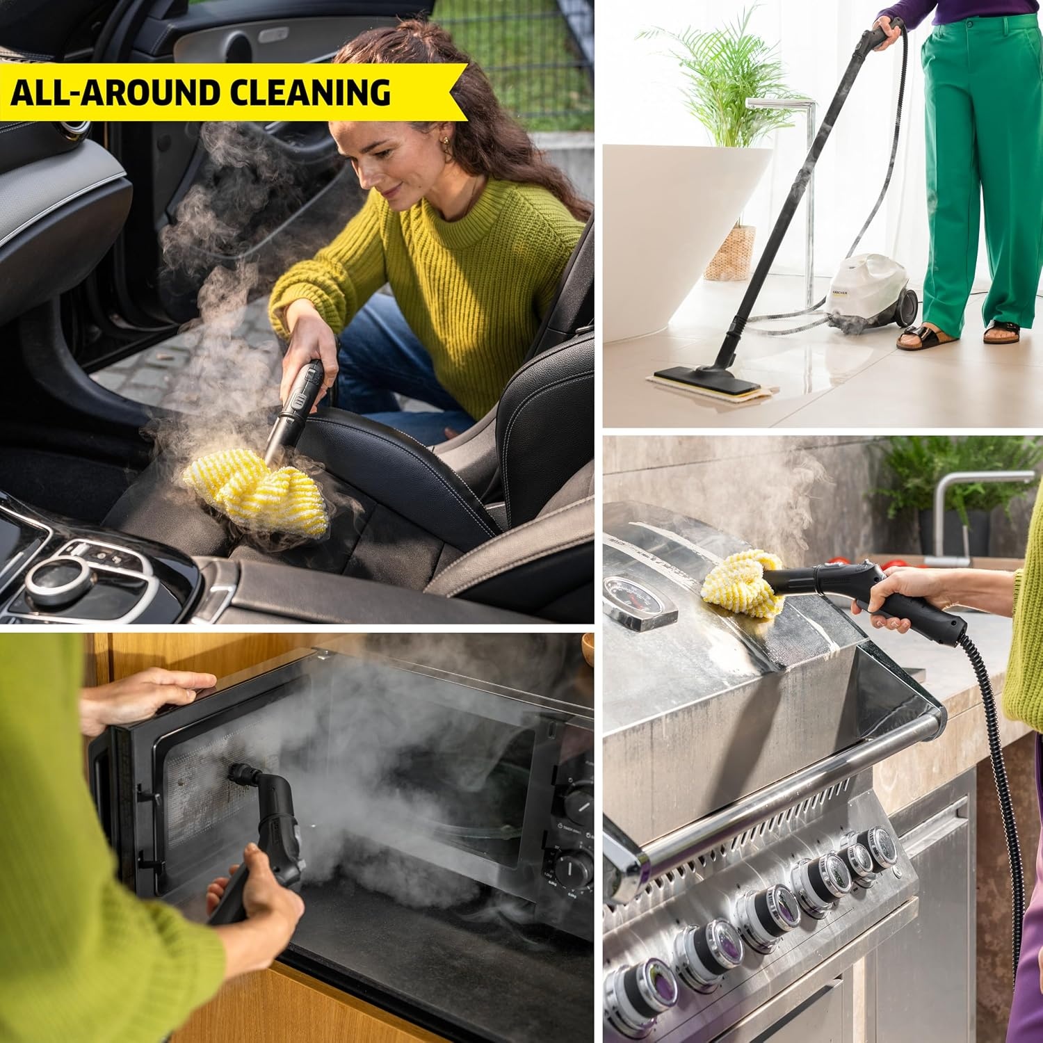 Steam cleaner, heats up in 40 seconds, no chemical cleaners required | Multi-functional powerful steam cleaner