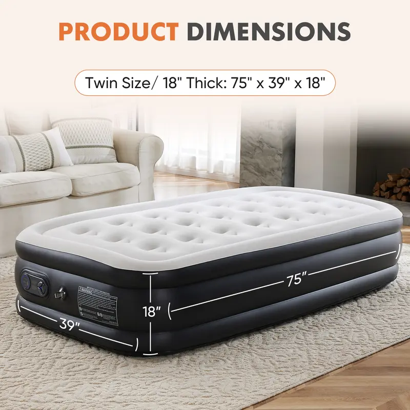 Sweetcrispy Inflatable Air Mattress with Built-in High-Capacity Pump, Double Height, Non-Slip Bottom, 660 lbs Weight Capacity, Portable for Camping, Home Use