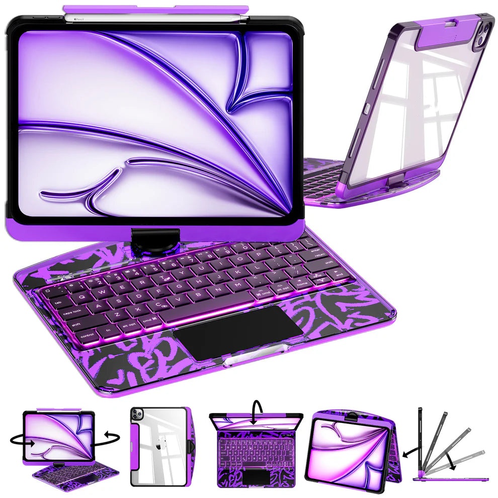 Nevcase Y2K Transparent Pink 360° Rotating iPad Keyboard Case