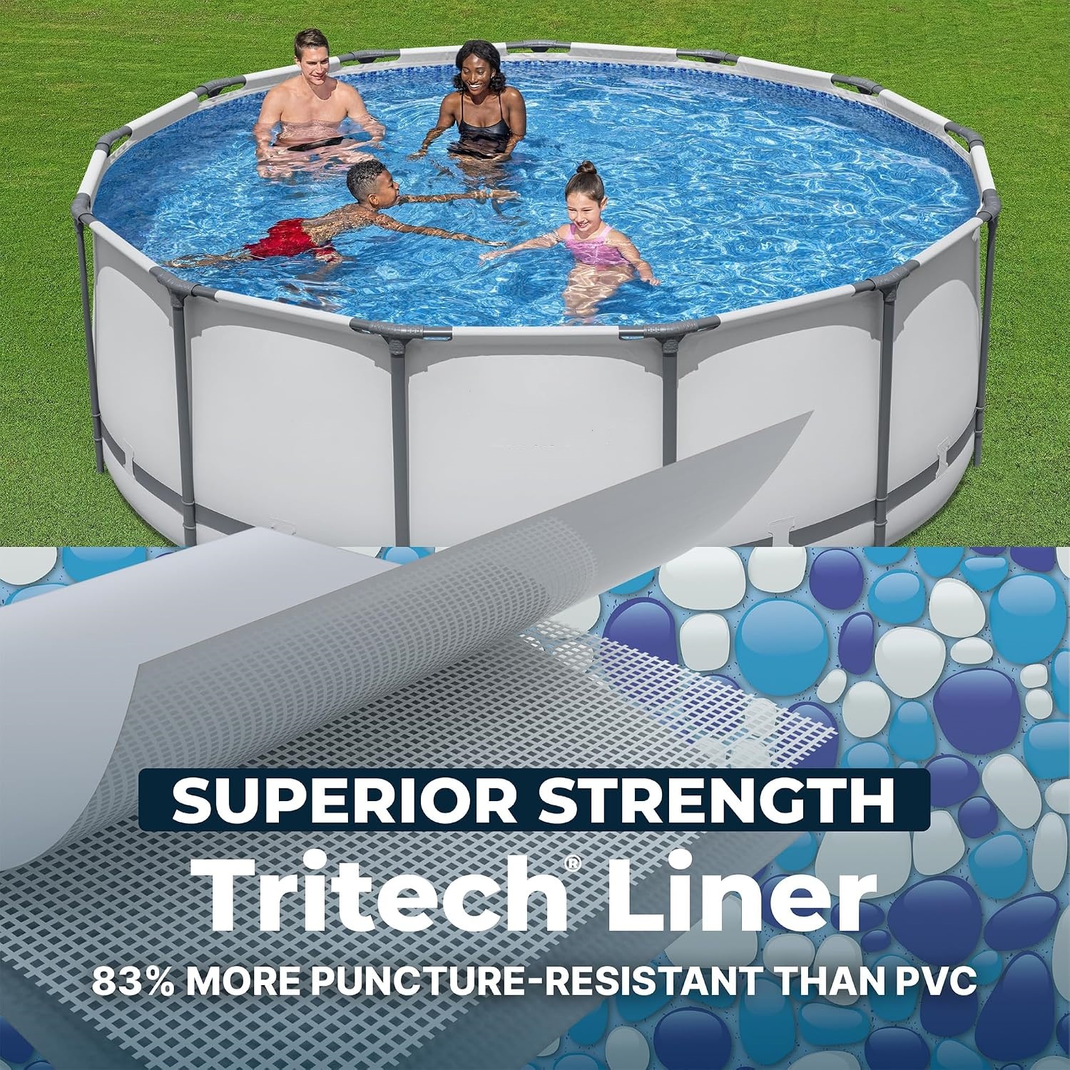 Summer Hot Seller💥Above-Ground Pool – Round Metal Frame Outdoor Pool Set (Includes Filter Pump, Ladder, and Pool Cover; Gray)