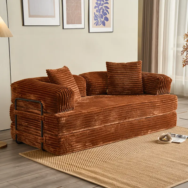 5-in-1 Convertible Sleeper Sofa Bed, 80"Oversized Boneless Couch, Foldable Pull-Out Couch for Living Room, Apartment,No Assembly Upholstered Sofa Couch