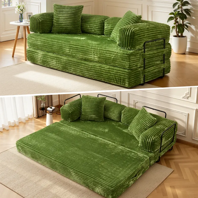 5-in-1 Convertible Sleeper Sofa Bed, 80"Oversized Boneless Couch, Foldable Pull-Out Couch for Living Room, Apartment,No Assembly Upholstered Sofa Couch