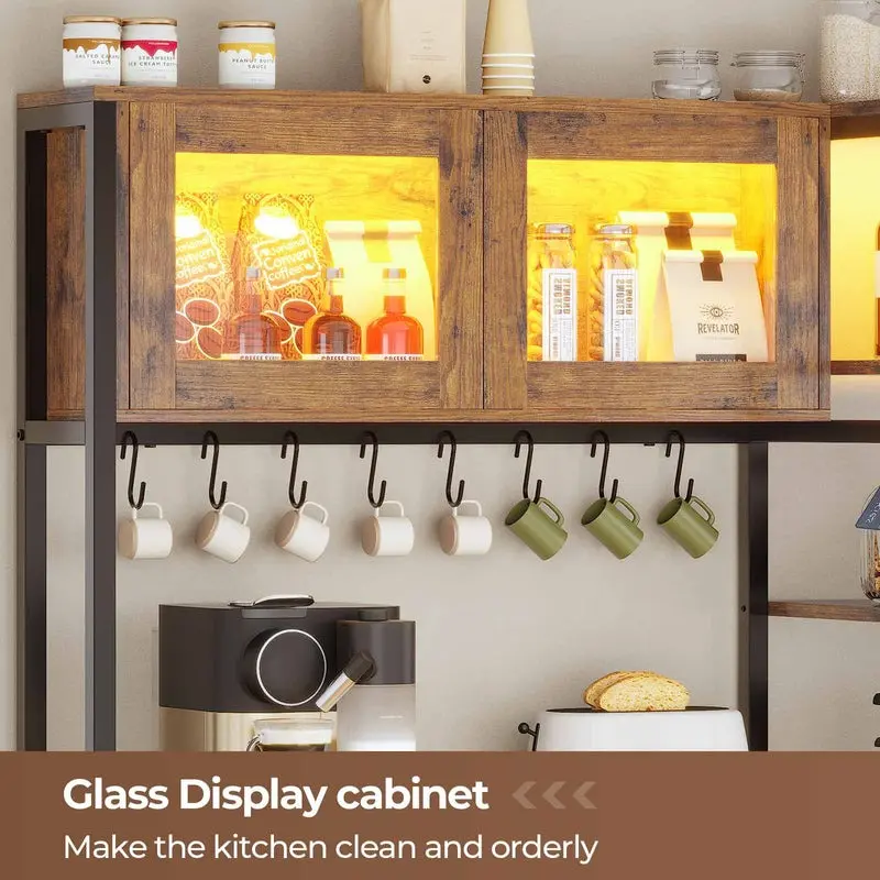 Sikaic 45.3 Inch Farmhouse Coffee Bar Cabinet with Outlet