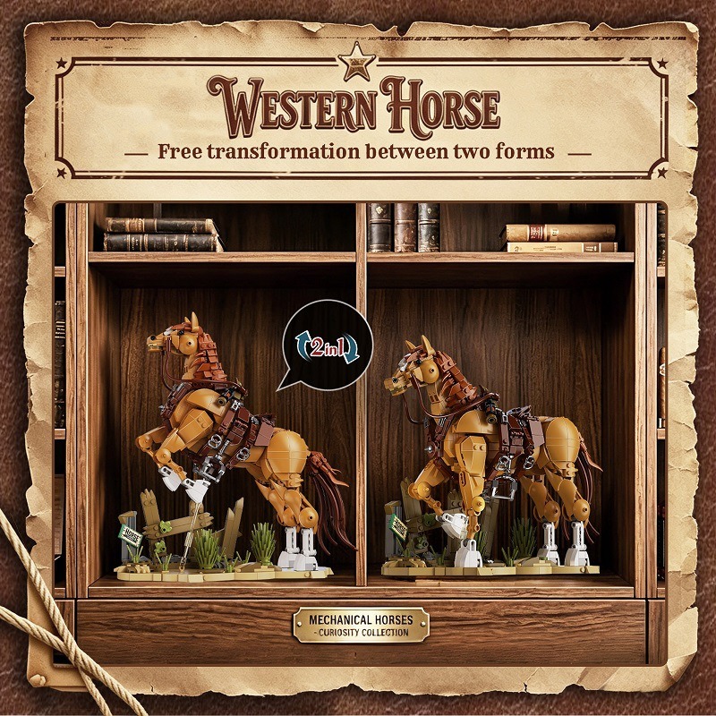 Western Horse Building Set: 2-in-1 Creative Model for Wild West Enthusiasts
