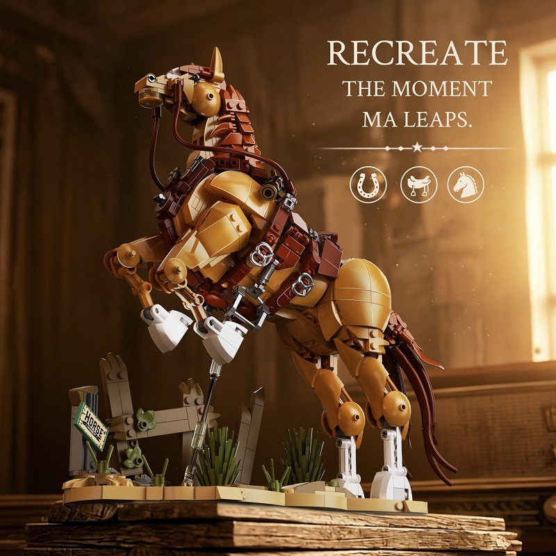 Western Horse Building Set: 2-in-1 Creative Model for Wild West Enthusiasts