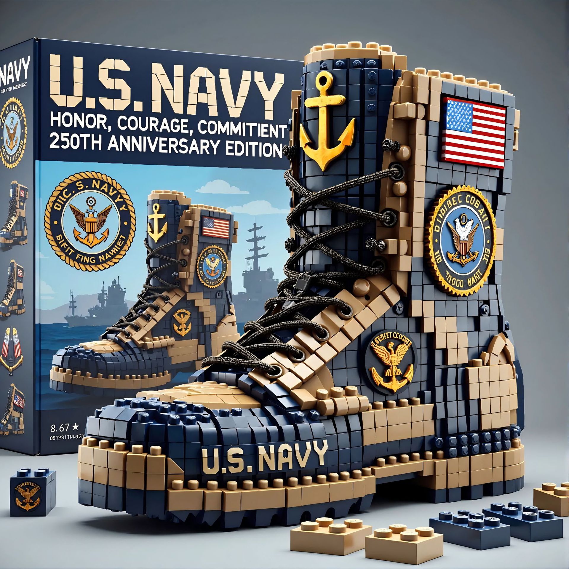 US Military Combat Boot Building Block Model Collection