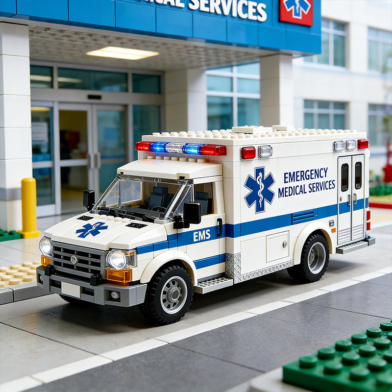Ambulance Building Blocks, Educational Model Toy Compatible with Bricks