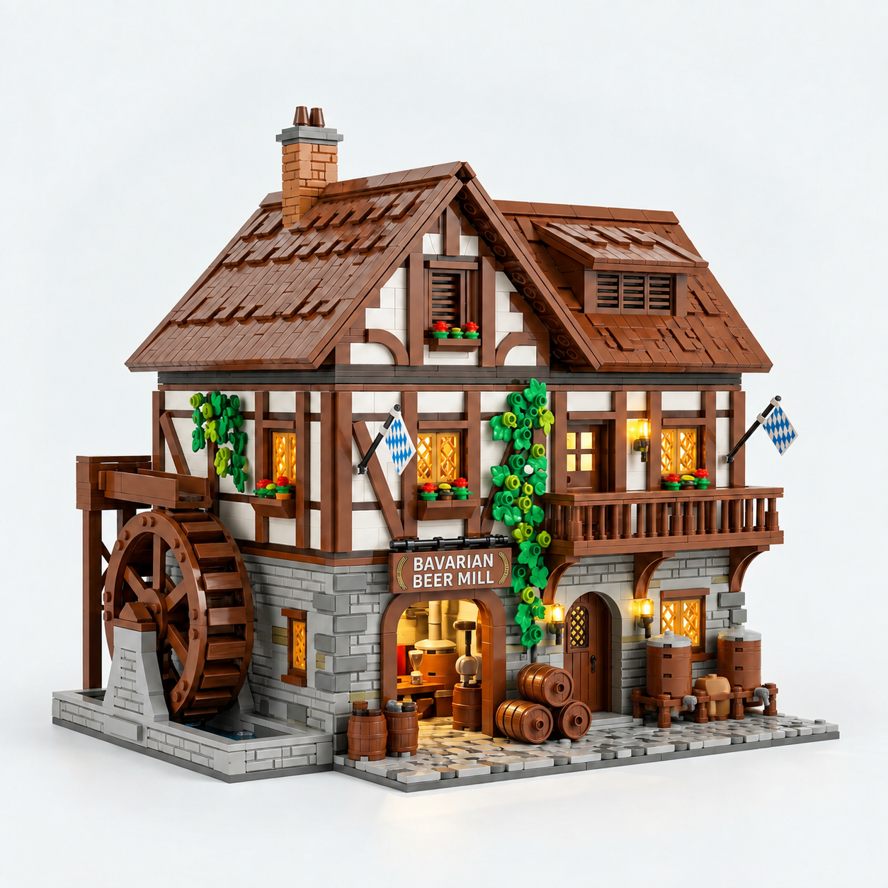 Alpine Waterwheel Brewery Chalet Building Set