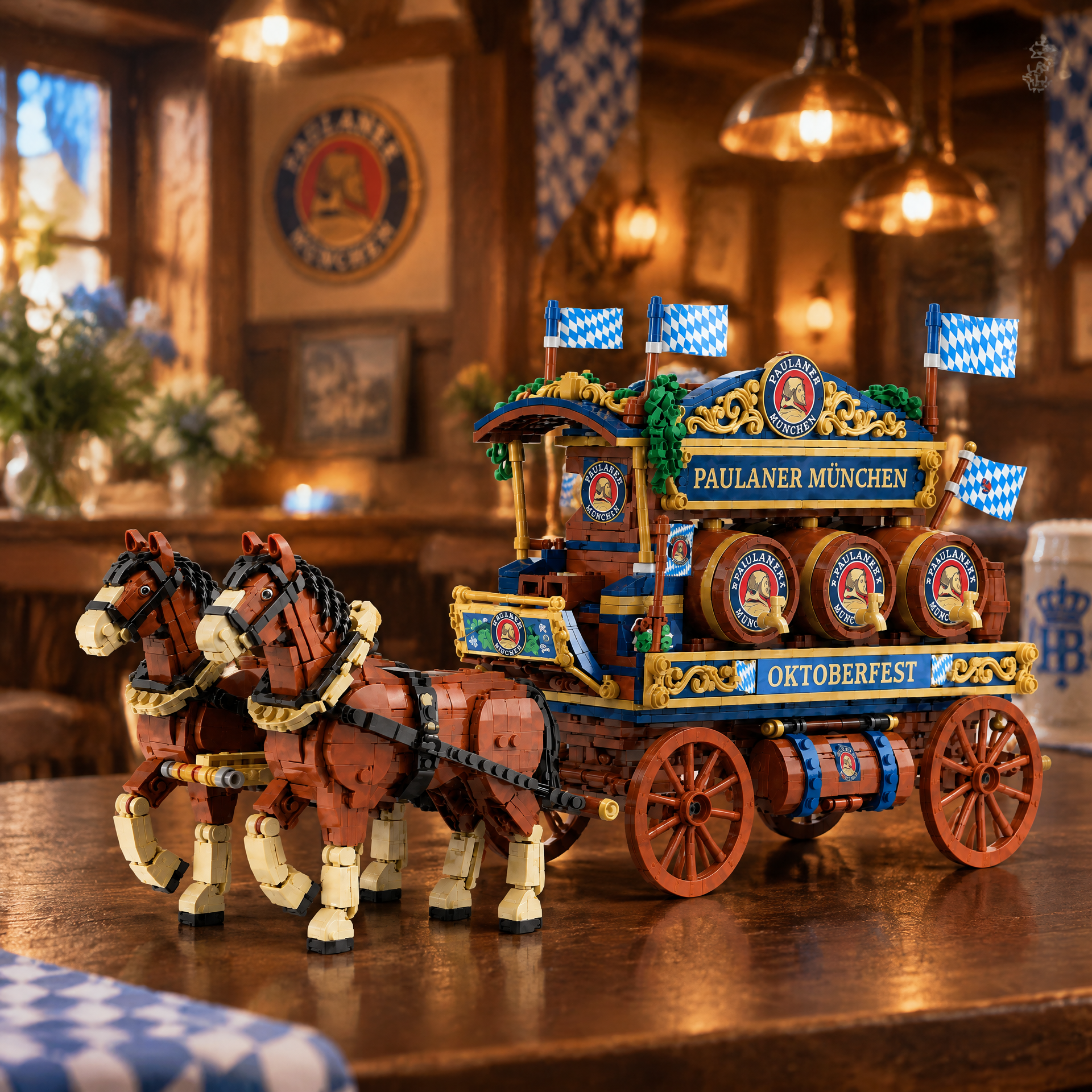 Bavarian Oktoberfest Parade Beer Wagon Building Set