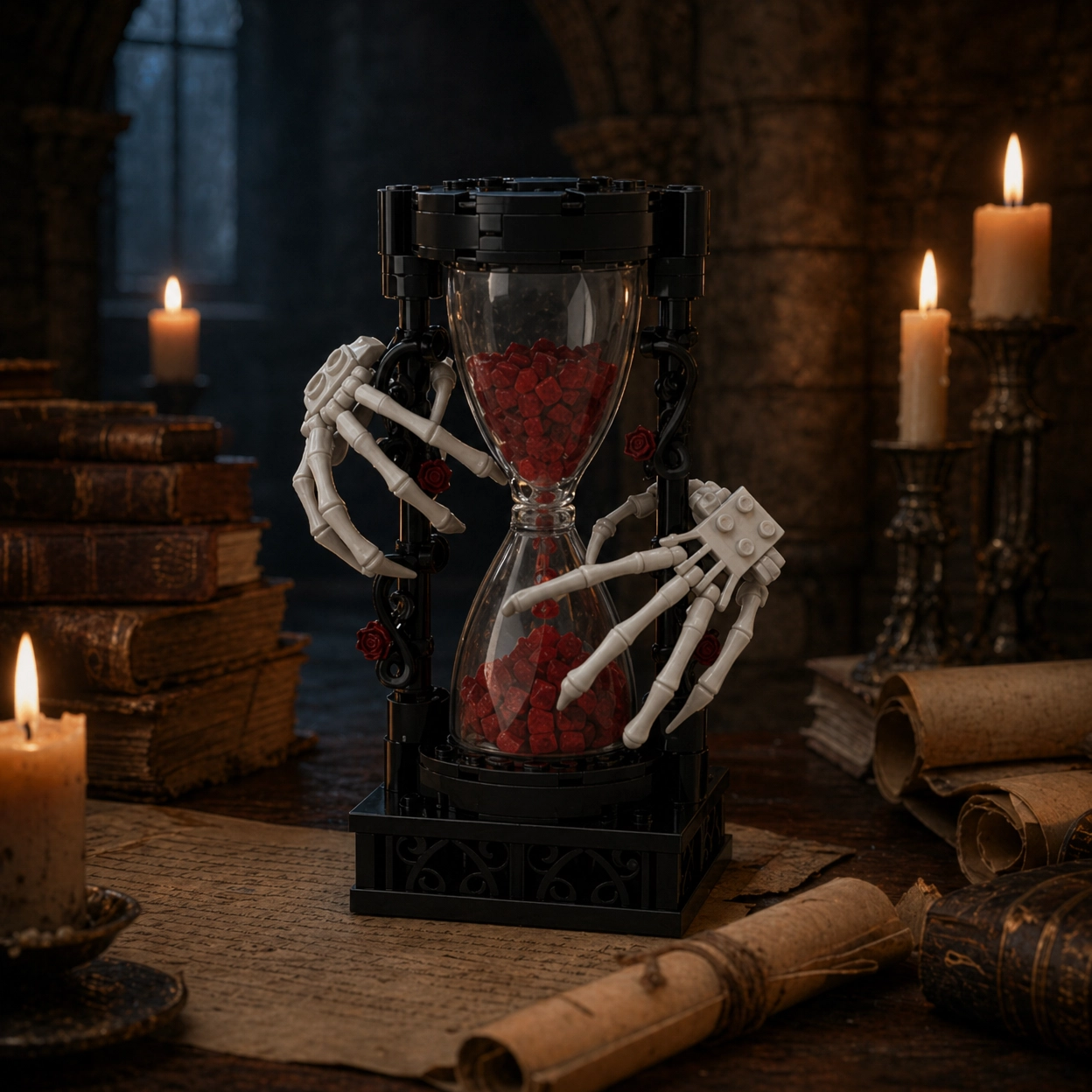 Gothic Skeleton Hand Hourglass Building Blocks