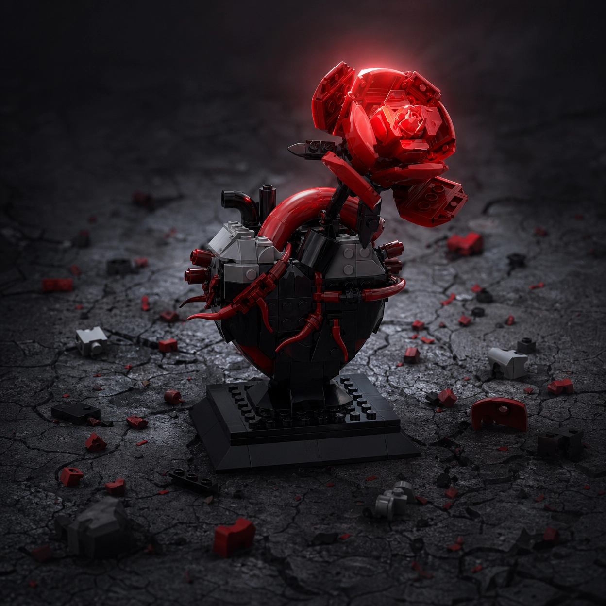 Mechanical Heart Rose Building Blocks