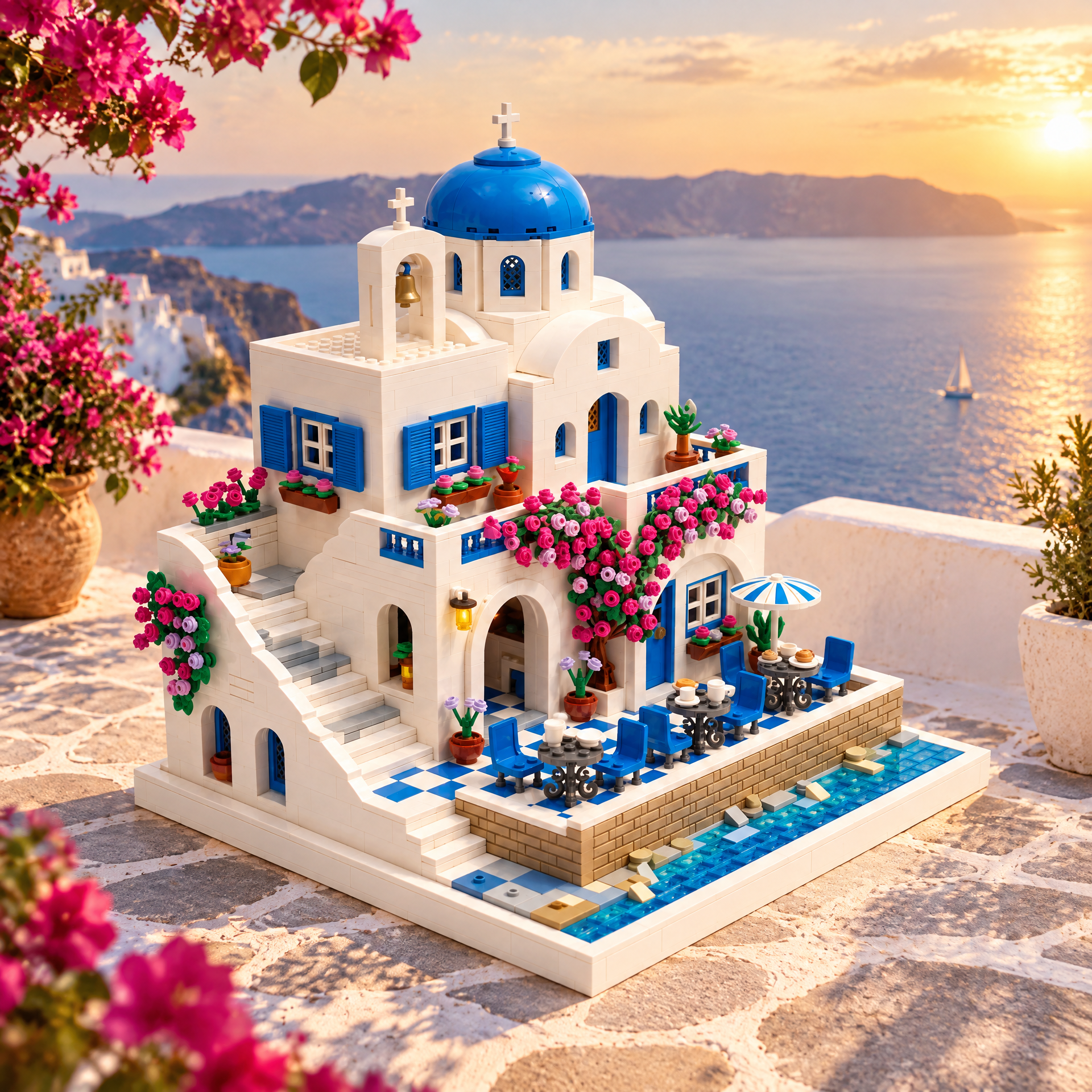Santorini Sea View Cafe: Iconic Blue Dome Architecture