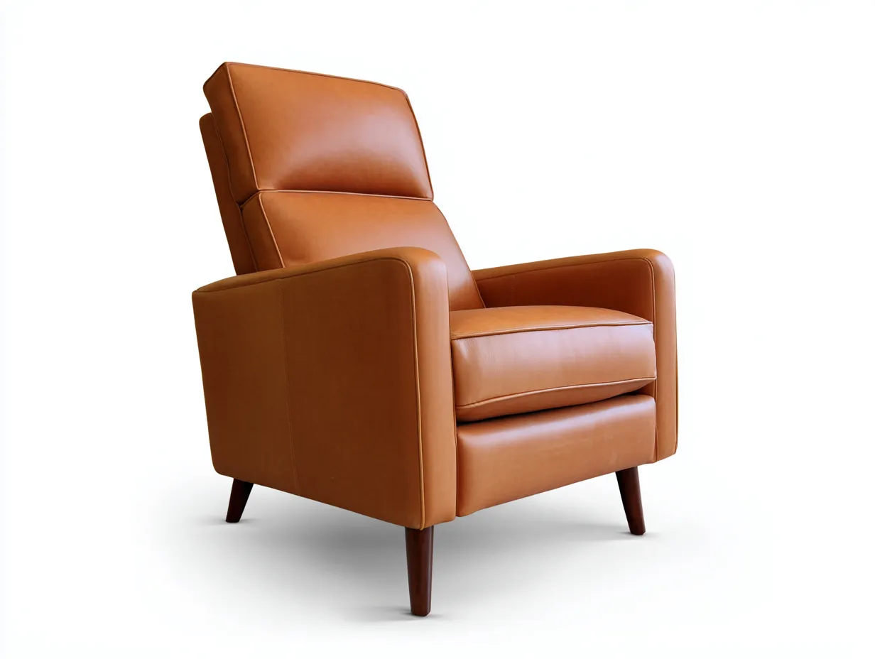 Sillón de piel sintética 88x90x104 cm - marrón miel - respaldo alto para salón-Nonalonest