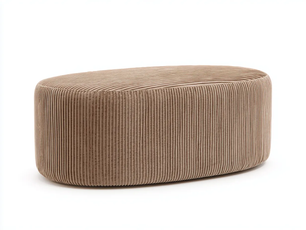 Banco tapizado en pana 140x50x45 cm - beige tostado - para dormitorio con textura acanalada-Nonalonest