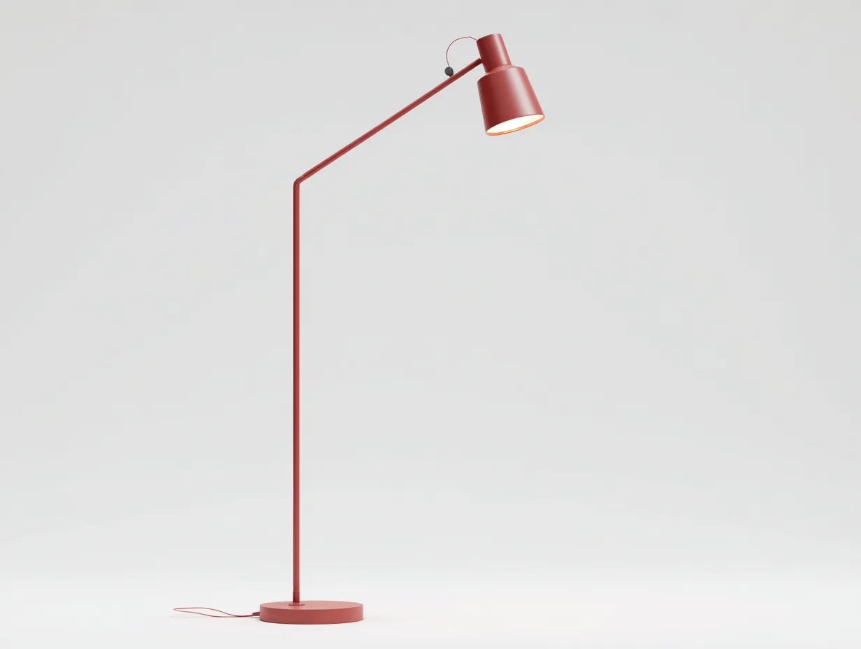 Lámpara De Pie metálica 45x120x165 cm - rojo mate - brazo inclinado para estudio-Nonalonest