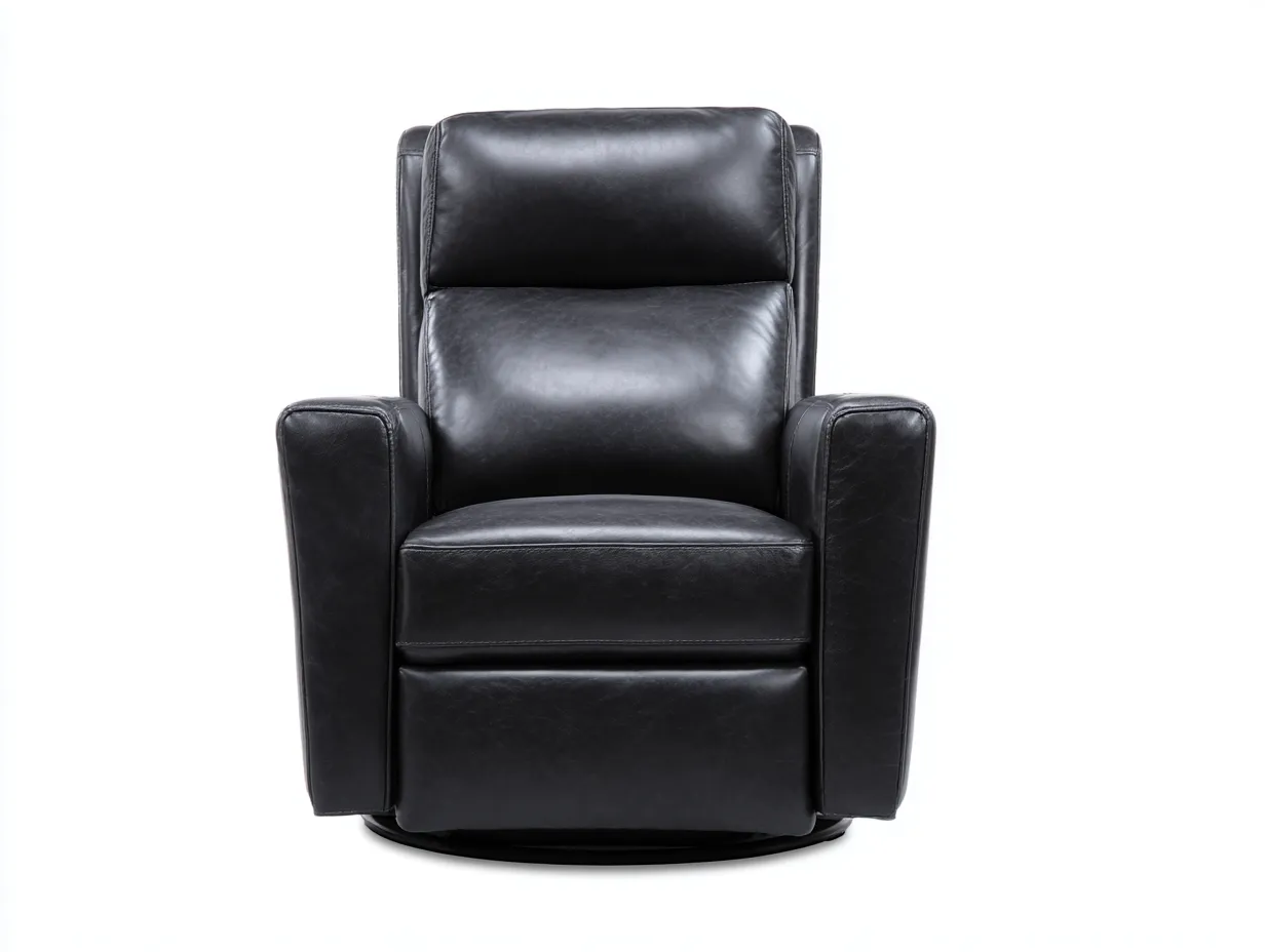 Sillón reclinable giratorio de piel sintética 91x95x107 cm - negro - respaldo acolchado para salón-Nonalonest