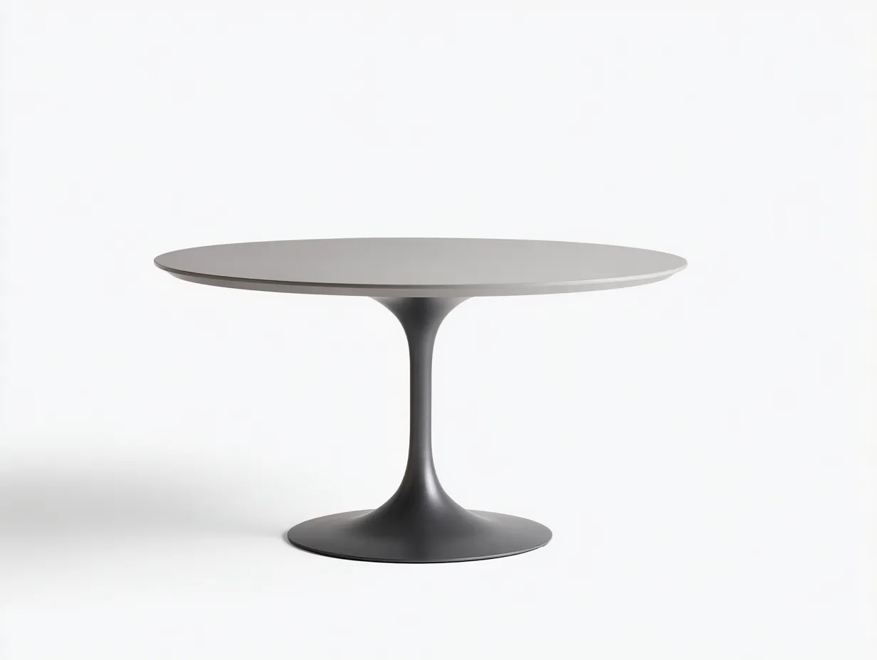 Mesa De Comedor redonda de metal 120x120x74 cm - gris y negro - para exterior con base pedestal-Nonalonest