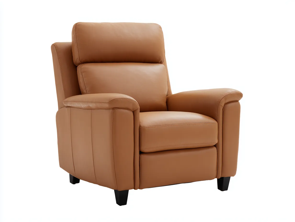 Sillón reclinable de piel sintética 90x94x108 cm - camel - apoyabrazos acolchados para salón-Nonalonest