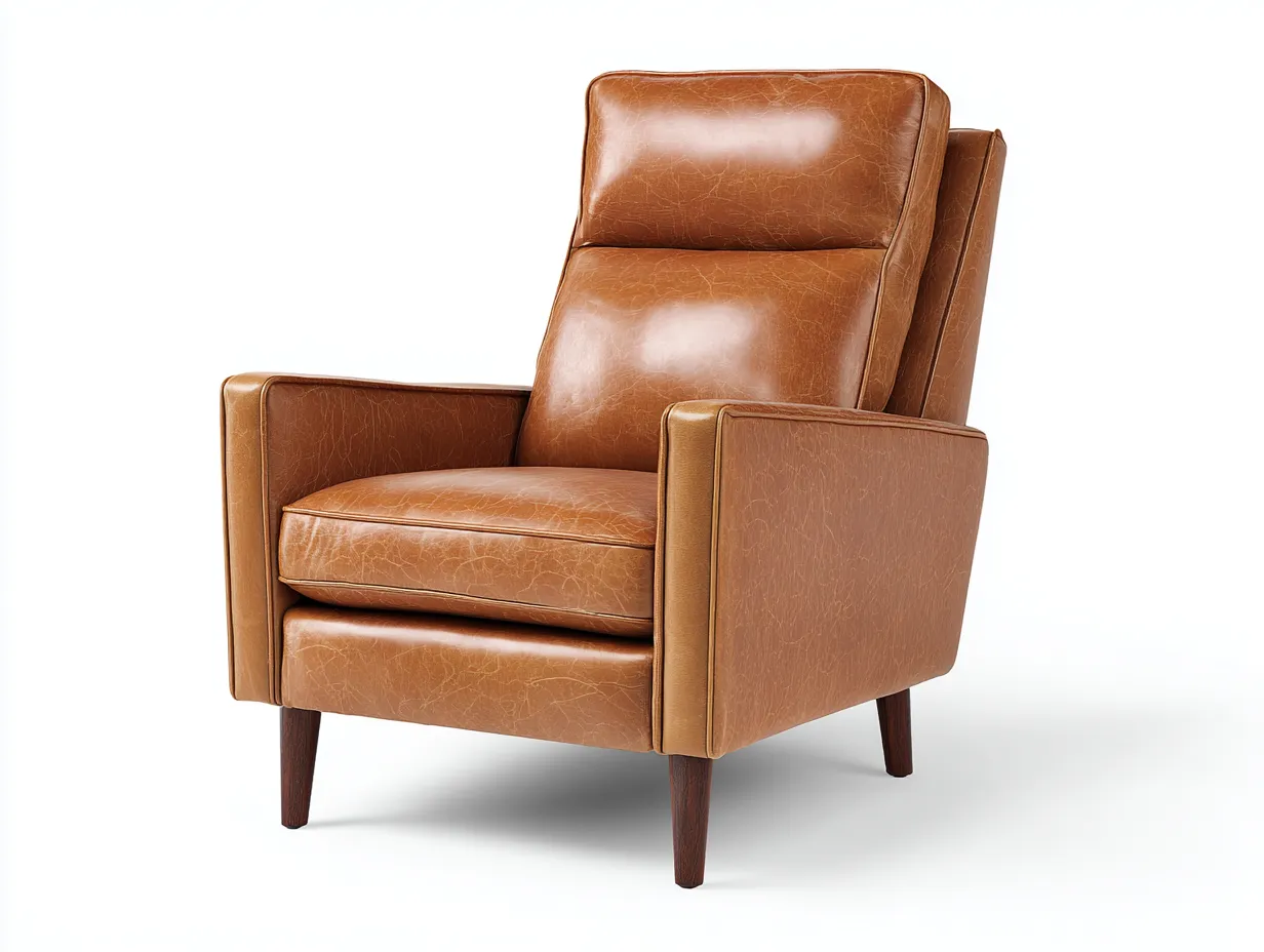 Sillón de piel sintética 84x88x96 cm - marrón caramelo - capitoné moderno para salón-Nonalonest