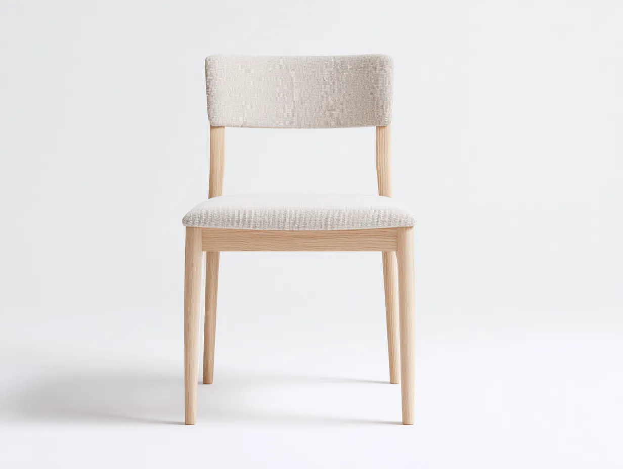 Silla de comedor tapizada 51x54x80 cm - beige y natural - respaldo recto para comedor-Nonalonest