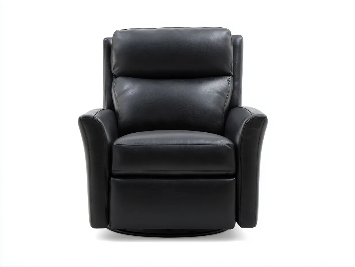 Sillón reclinable de piel sintética 91x95x107 cm - negro - respaldo alto para salón-Nonalonest