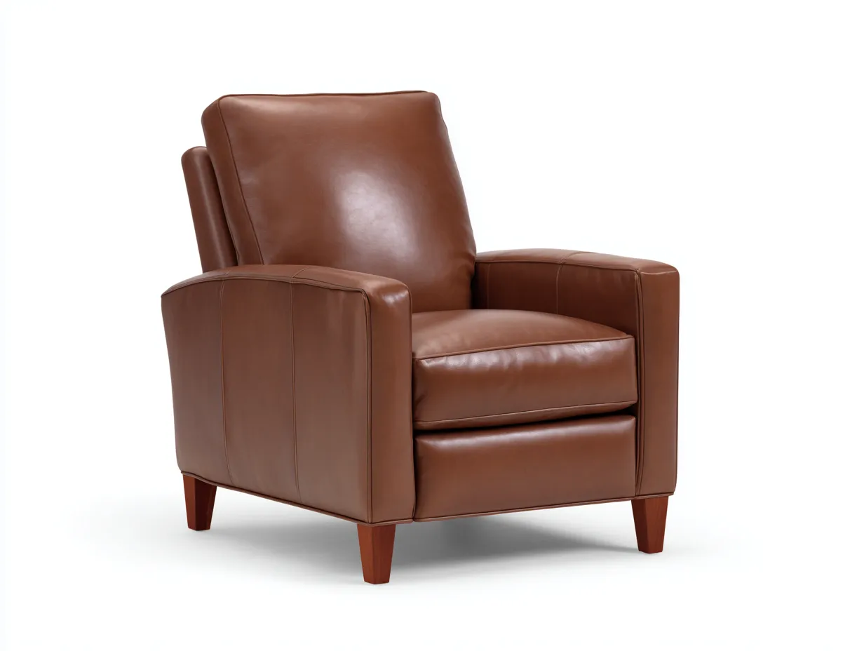 Sillón de piel sintética 84x88x100 cm - caramelo - patas de madera para salón-Nonalonest