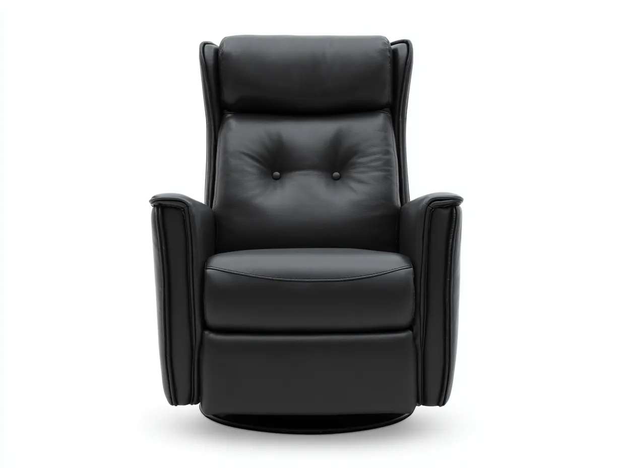 Sillón reclinable de piel sintética 88x93x110 cm - negro - respaldo capitoné para salón-Nonalonest
