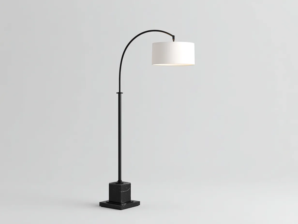 Lámpara De Pie con base pesada 50x135x176 cm - negro y blanco - arco metálico para estudio-Nonalonest