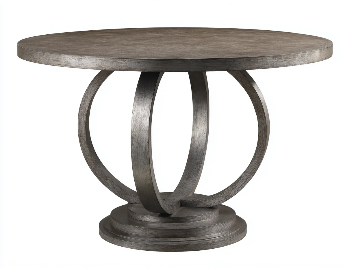 Mesa De Comedor circular de metal 125x125x75 cm - gris grafito y negro - para exterior con pie central-Nonalonest