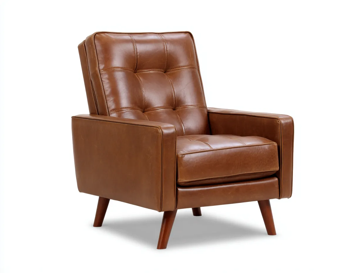 Sillón de piel sintética 86x90x98 cm - marrón cuero - diseño moderno para salón-Nonalonest