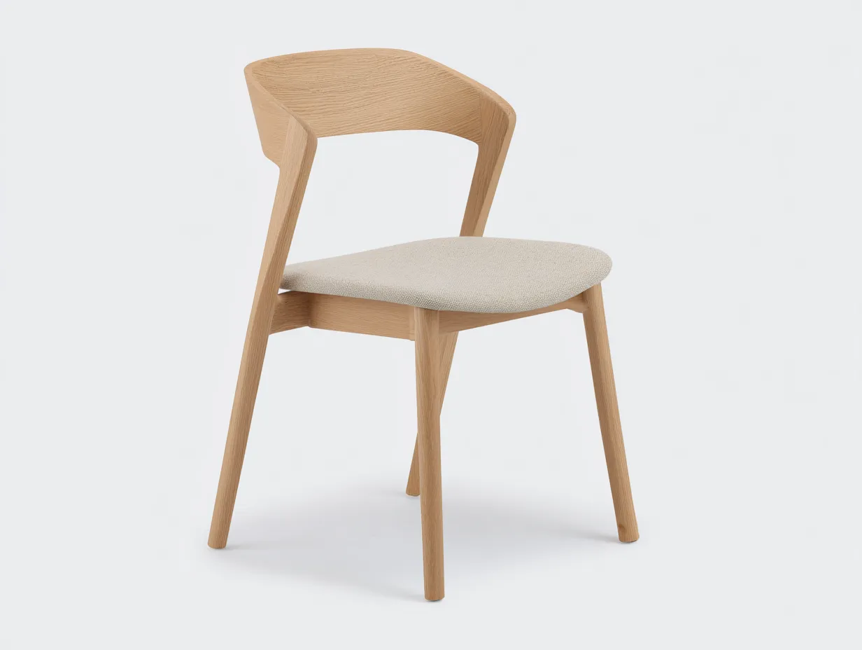 Silla de comedor de madera 54x56x78 cm - beige y natural - respaldo curvo para comedor-Nonalonest