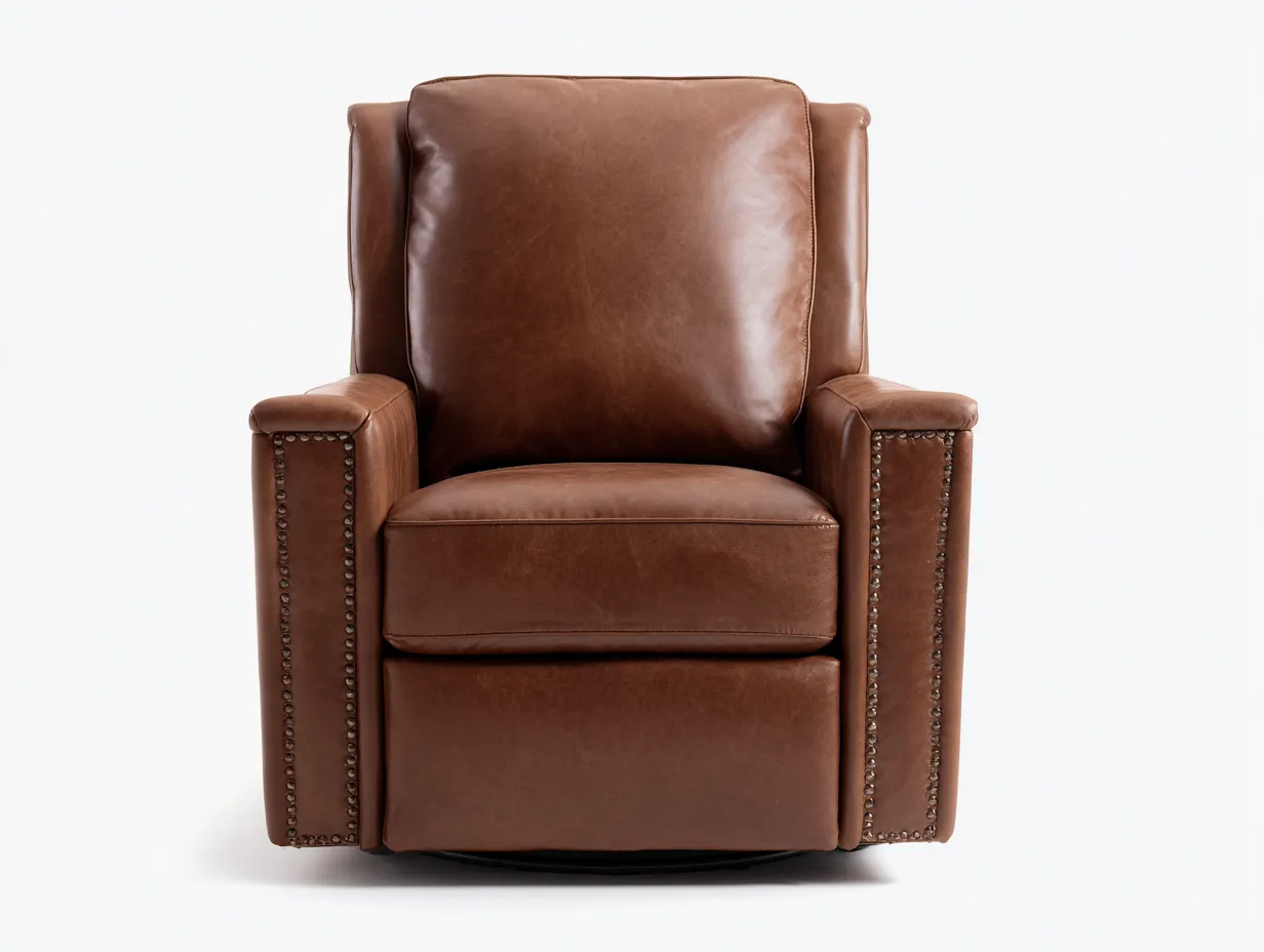 Sillón reclinable de piel sintética 92x94x108 cm - marrón coñac - estilo clásico para salón-Nonalonest