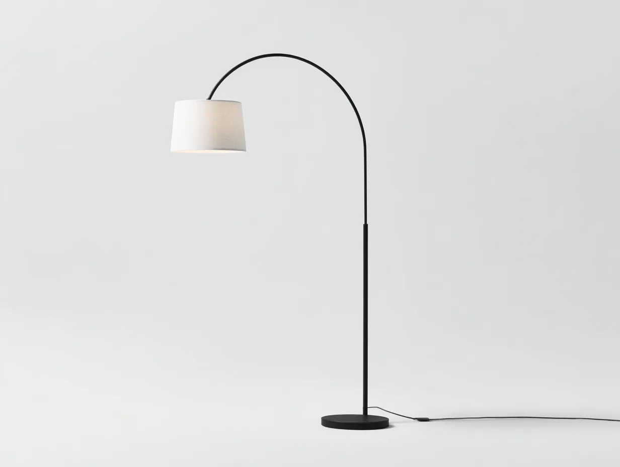 Lámpara De Pie arqueada 58x148x178 cm - negro y blanco - diseño minimalista para estudio-Nonalonest