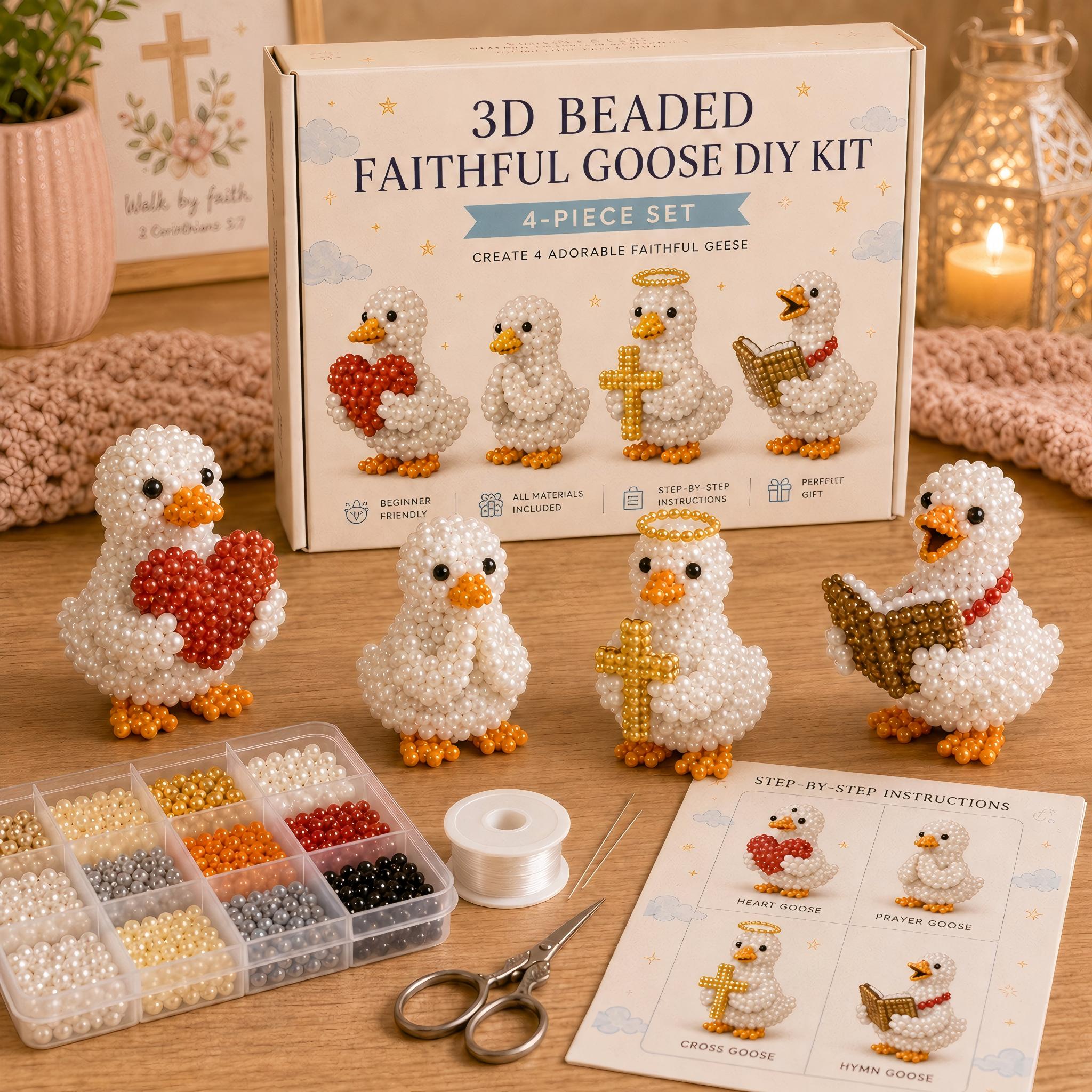 3D Beaded Faithful Goose DIY Craft Set (4-Piece Set)