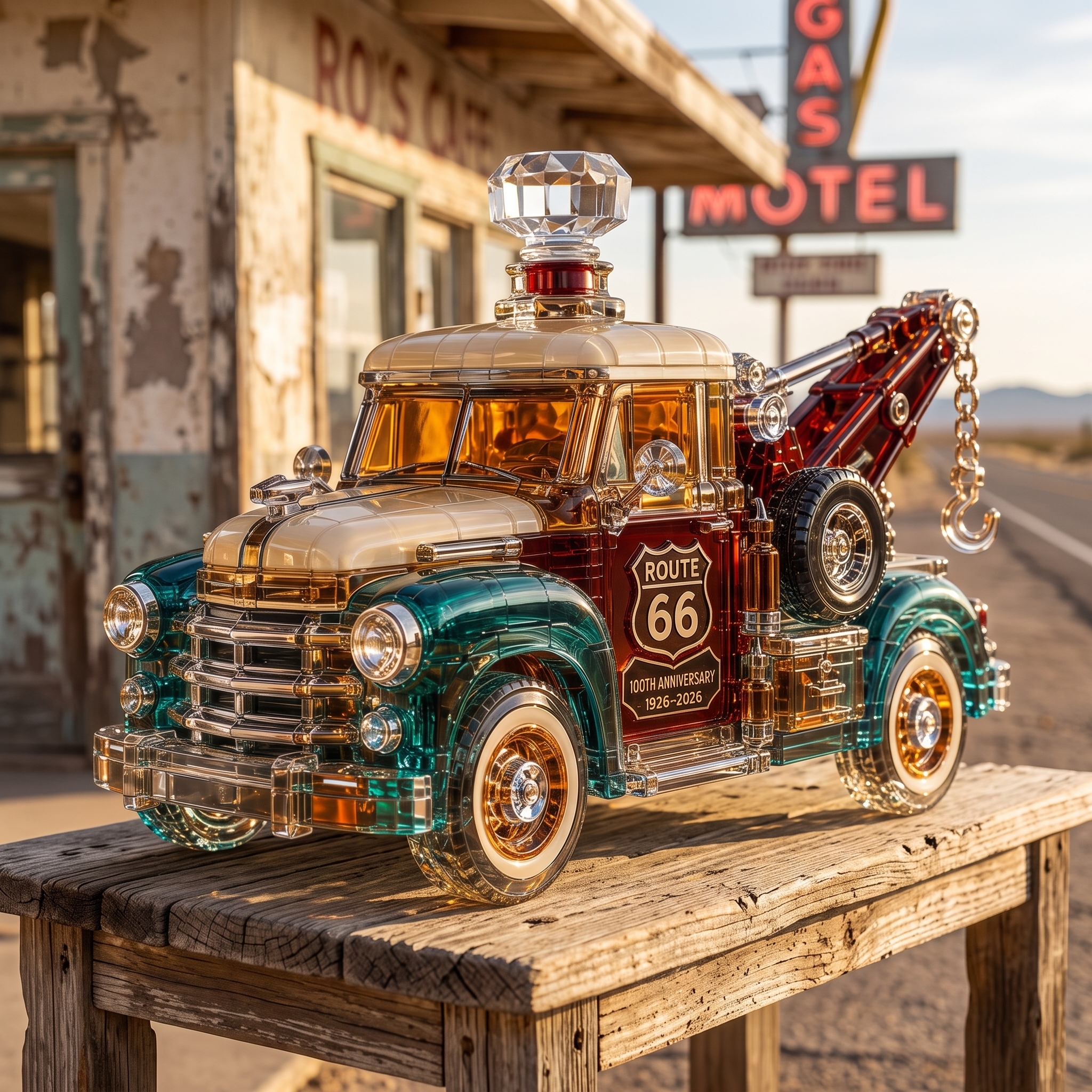 Route 66 Centennial Collector's Tow Truck Decanter
