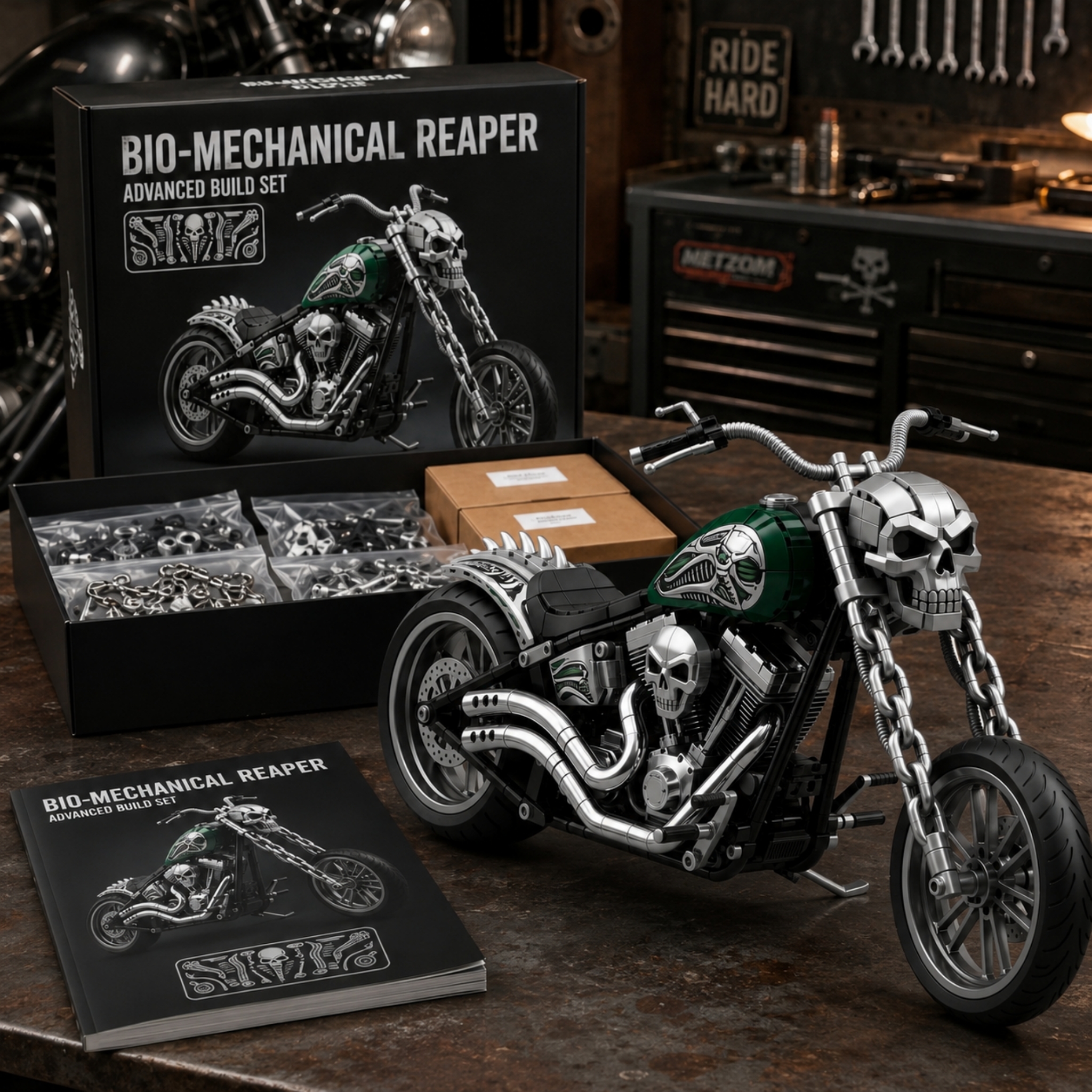 Bio-Mechanical Reaper Motorcycle Block Set