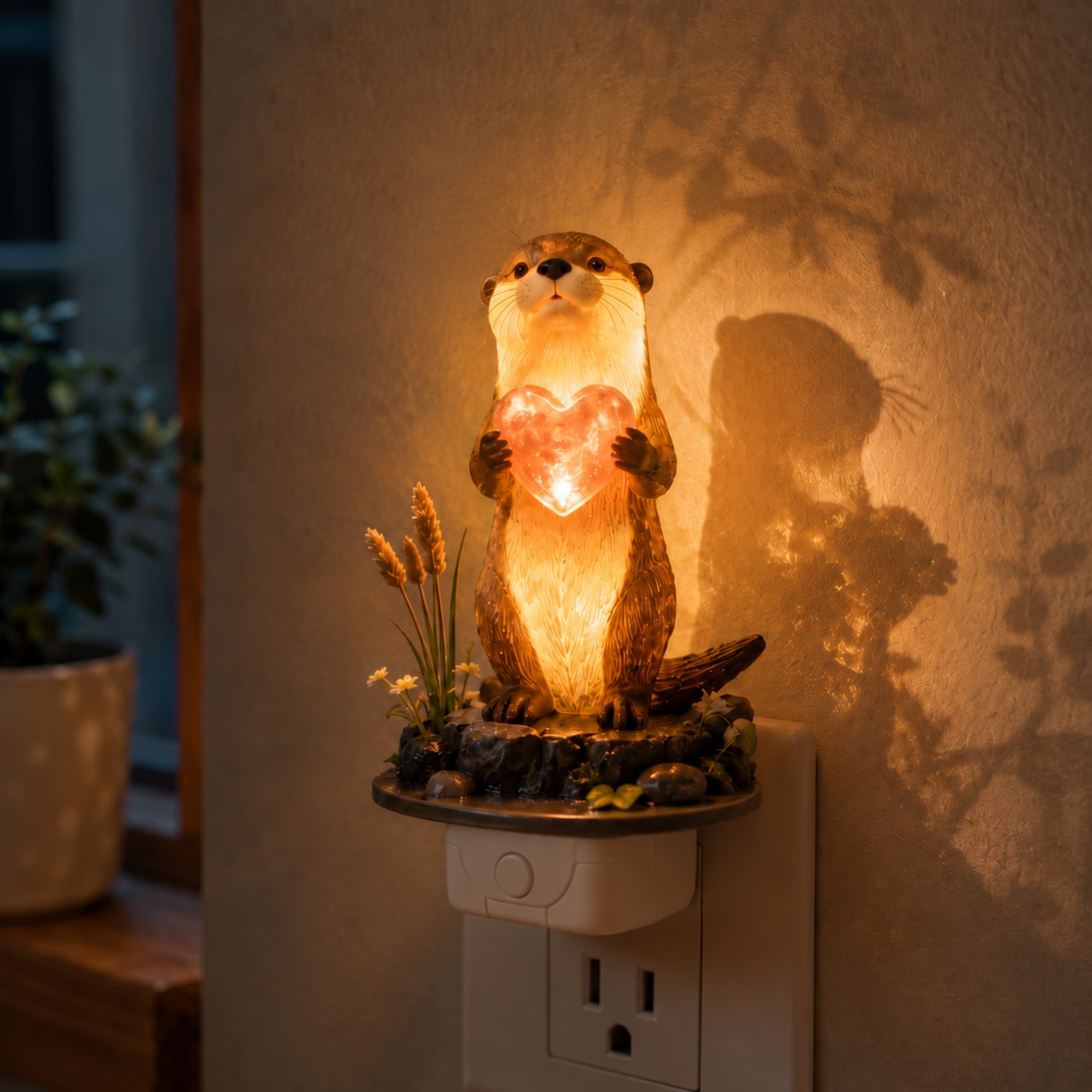 Glowing Heart Otter 3D Night Light